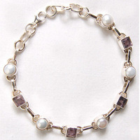 Bracelet en argent sterling 925 authentique avec serti clos, vert herbe printanière, péridot, pour femme