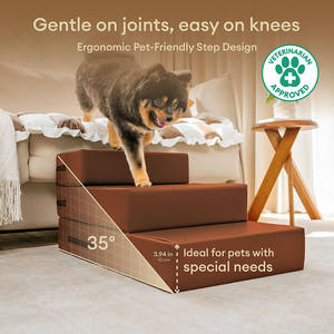 Waterdichte Wasbare Pu Lederen Modulaire Multi-Level Foam Pet Trappen Voor Kleine Hond, Opvouwbare Hond Trap Voor Hoge Bed Bank - Product Image 2