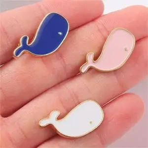 Made in China Factory Custom Pink Blue White Whale Sea Animal Pin Set Hard Enamel Metal Brooch Lapel Pin Gift For Father's Day