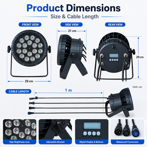 Luz LED PAR RGBW 4 en 1 de 18x10W, DMX512, activada por sonido, para escenario, disponible en Filipinas - Product Image 4