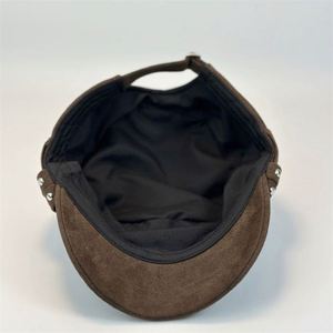 Autumn Winter Retro Large <b>Head</b> Flat Top Baseball Cap Women Korean <b>Style</b> Fashionable Outdoor Suede Riding Hats - Product Image 5