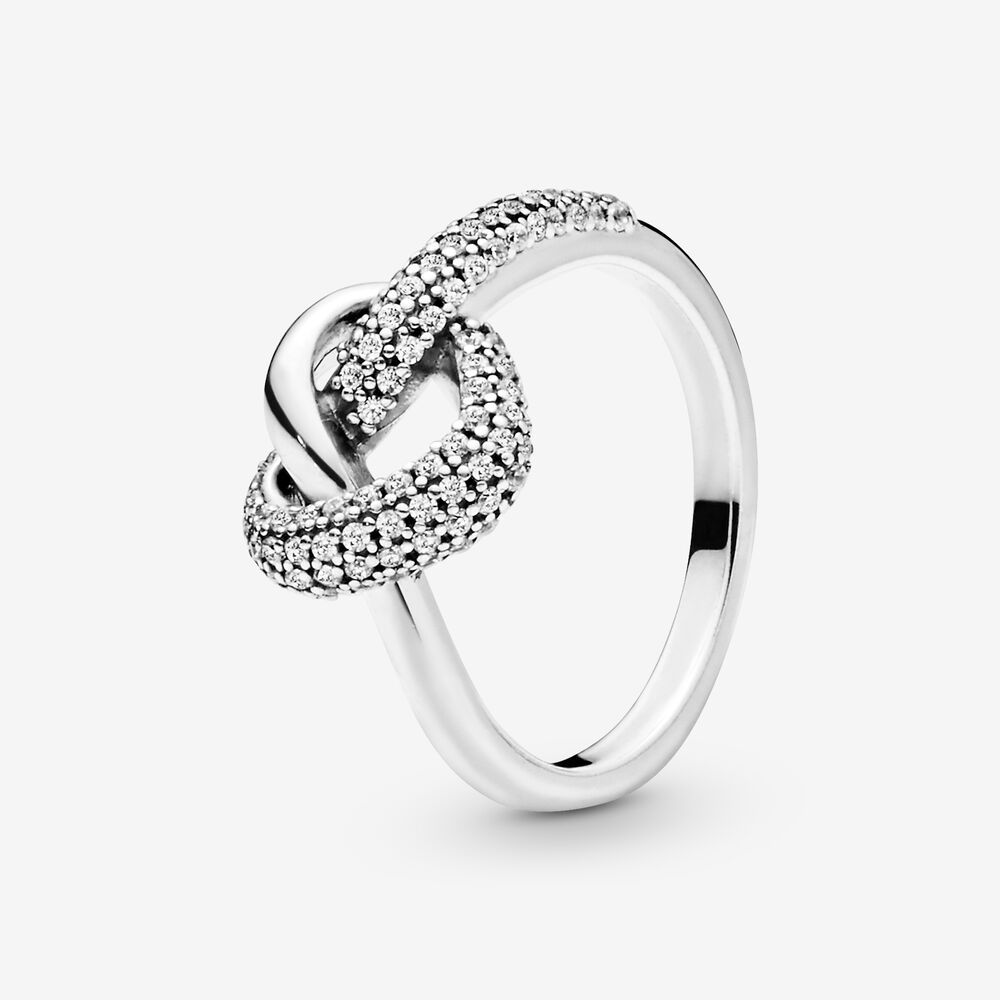 925 Sterling Silver Pave Cubic Zirconia Knotted Heart Ring Symbol Of Love Rings Fit Pandor Jewelry For Women