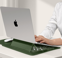 Venta al por Mayor de Bolsas para Computadora Portátiles Verdes, Bonitas y Modernas de PU Suave, Funda Protectora para Laptop con Borde Reforzado, Bolsa para Laptop Negra