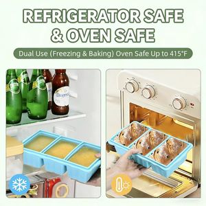 Bac à glaçons en silicone moderne et écologique de grande capacité pour soupes, qualité alimentaire, couvercle rabattable, étanche, compatible congélateur - Product Image 3