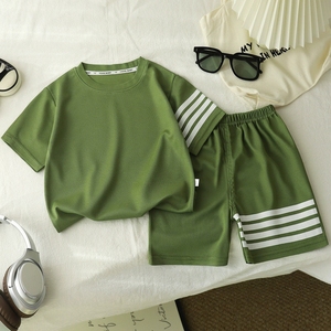 Ensemble de vêtements d'été pour garçon - T-shirt imprimé avec des lettres, short décontracté, costume décontracté deux pièces, matière polyester/coton - Product Image 6