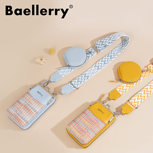 New Women's Mobile <strong>Phone</strong> <strong>Bag</strong> Baellerry Braided Contrasting Color One-shoulder Cross-span <strong>Bag</strong> Fashionable Mother-child <strong>Bag</strong> Wallet - Product Image 4
