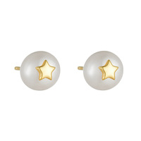 Boucles d'oreilles polyvalentes en argent sterling S925 de luxe léger rétro français chapeau de fleur en forme d'étoile à cinq branches perle naturelle