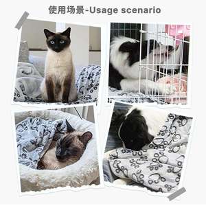 ผ้าห่มสุนัขทำจากโพลีเอสเตอร์ขนแกะหนานุ่มพร้อมลวดลายสัตว์เป็น100% ๆเตียงถักให้ความอบอุ่นซักได้สำหรับลูกสุนัขแมวใช้ในบ้าน - Product Image 3