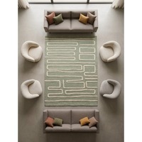DA Modern Geometric Line Tufted Rug Handmade Sage Green NZ Wool Area Carpet