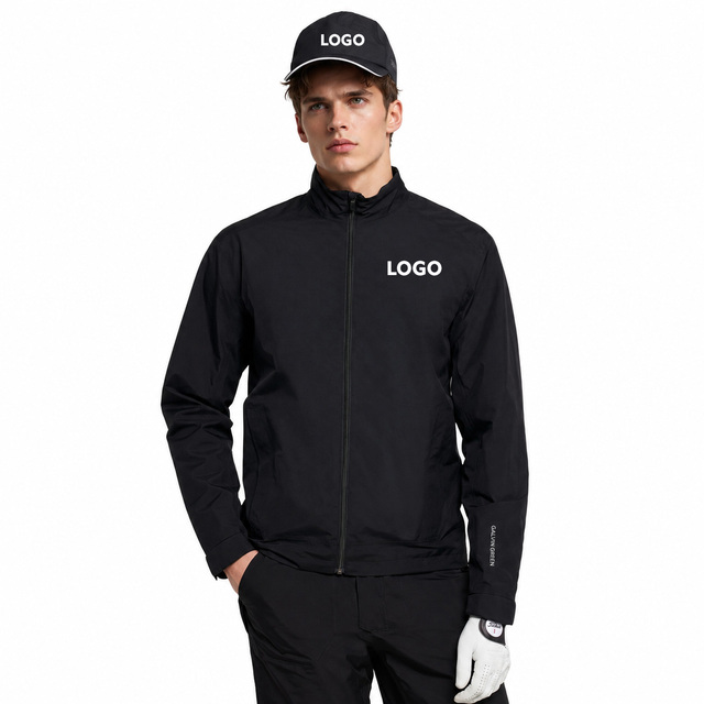 OEM Men's Four-Way Stretch Golf Rain Jacket Waterproof Breathable Lightweight Windproof Hooded Outdoor Raincoat