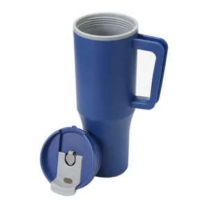 New Design BPA Free Plastic Double Wall Insulated Coffee Tumbler Mug Cup with Handgrip