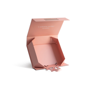 Custom Logo Foldable Magnetic <b>Pink</b> <b>Gift</b> Box With Satin Ribbon Handle - Product Image 2