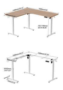 Bureau d'angle réglable en hauteur PRORIALS à double moteur et 3 pieds, avec support pour tasse et crochet, idéal pour le travail - Product Image 6