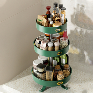 Soporte de cocina giratorio para especias, estante de almacenamiento de acero inoxidable para tarros de especias, estante de exhibición de cosméticos - Product Image 1