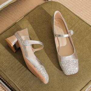 Zapatos de Novia Hechos a Mano con Diseño de Pedrería, Tacones Altos y Gruesos con Cordones, para Mujer, Formales y a la Moda, Venta al Por Mayor Directo de Fábrica - Product Image 5