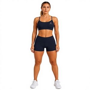 Conjunto deportivo de 2 piezas para mujer, sujetador deportivo con espalda cruzada y pantalones cortos de cintura alta, ropa deportiva para yoga, gimnasio y fitness. - Product Image 3
