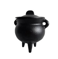 Panci Penyihir Mini Halloween, Panci Besi Cor, Wadah Pembakaran, Stoples Lilin, Tempat Dupa Palo Santo, Panci Tiga Kaki, Potjie Pot