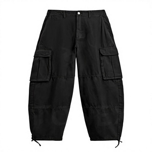 Wholesale Custom Men's <b>Black</b> Casual Mid Quick Dry Breathable Multi-Pocket Cotton Streetwear Tactical Workwear Baggy Cargo <b>Pants</b> - Product Image 1