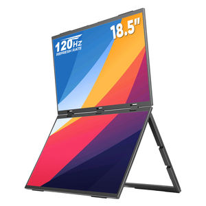 Monitor Portatile Doppio da 18,5 Pollici 120Hz 1080P HDR 360 °   Supporto Triplo Pieghevole per Monitor VESA per Laptop PC Telefono Console di Gioco - Product Image 1