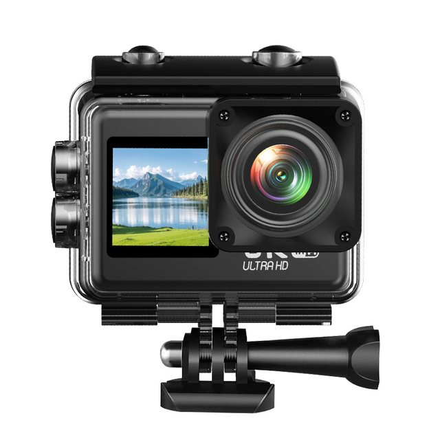 Black 4K Sport Vlogging Action Camera 60Fps Waterproof Function with CMOS Imaging Sensor for Video Recording