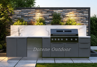 Cuisine extérieure noire avec évier, station de cuisson modulaire moderne pour la rénovation élégante de votre patio arrière-cour