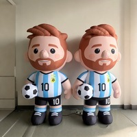 Trophée gonflable personnalisé 2026, Coupe géante gonflable Hercule avec mascotte de dessin animé Messi, Modèle de football lumineux à LED