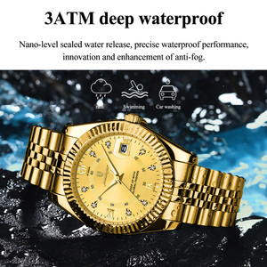 Montre de luxe pour homme Poedagar 910, quartz, diamants, sport, étanche 3BAR, calendrier lumineux, acier inoxydable, vente en gros en usine - Product Image 3