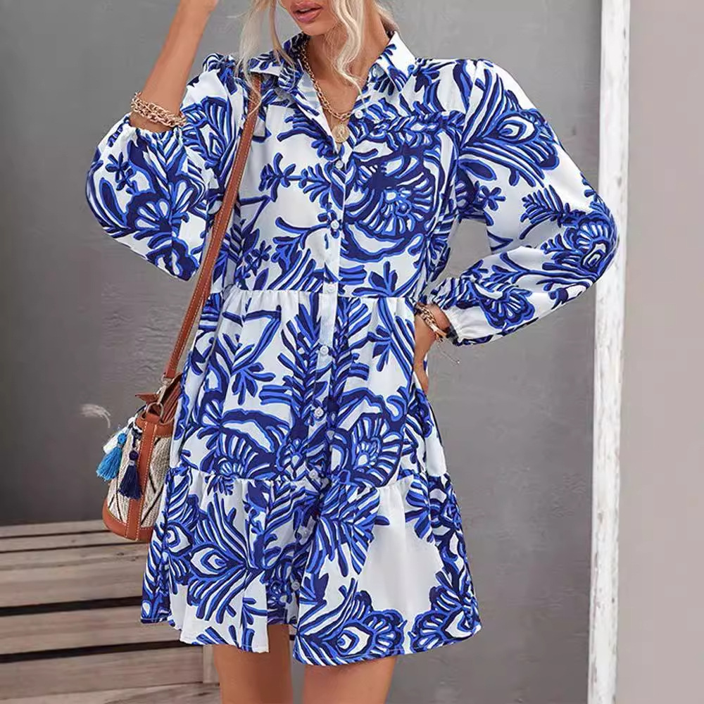 lilly pulitzer blue gold dress TRINI VISCOSE SHIFT, TRUE NAVY – Palm Place main image 0