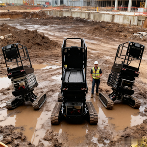 Elevador de tijera eléctrico compacto, elevador de tijera ligero móvil hidráulico, elevador de tijera estrecho autopropulsado para ventas - Product Image 1