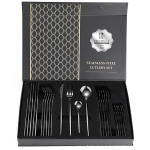 Scatola regalo cucina portatile 24 pezzi in acciaio inox oro stoviglie posate Set forchette e cucchiai - Product Image 2