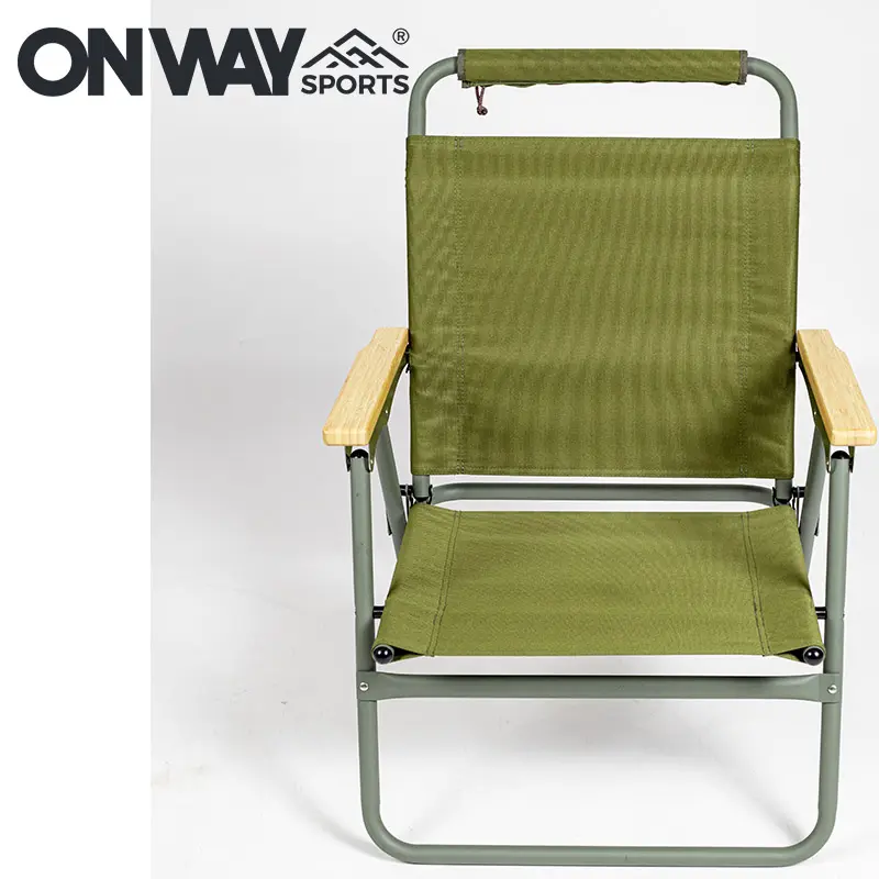 Onwaysports 캠핑 감독 의자 용 접이식 나무 난간 야외 의자