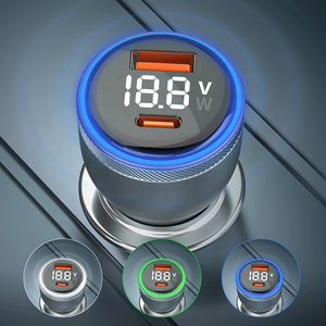 Produits tendance 100W double USB Type C chargeur de voiture aluminium LED affichage de tension chargeur de téléphone portable <span class=keywords><strong>adaptateur</strong></span> de voiture USB C universel - Product Image 5