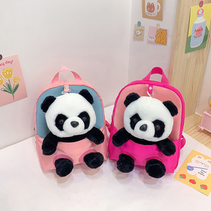 Wholesale Cute Panda Doll Cartoon Children's Backpack Lightweight Kindergarten School Bag New Promotional Product