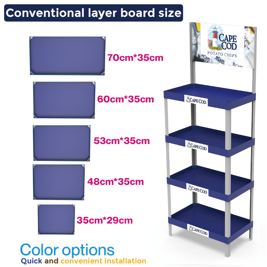 Customized Lightweight PVC Light Duty Multi-Shelf Supermarket Rack Puffed Potato Chips Display Stand for Retail Stores — view 4