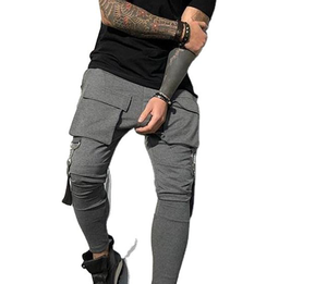 Pantalon <span class=keywords><strong>Hip</strong></span> Hop à la mode pour hommes, personnalisé de haute qualité, collection automne/printemps, grandes poches, pantalon cargo de sport - Product Image 4