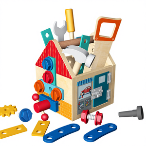 Banc d'outils <span class=keywords><strong>en</strong></span> <span class=keywords><strong>bois</strong></span> pour enfants, jouets éducatifs Montessori, construction, 33 pièces, écologiques, pour garçons et filles de 5 à 7 ans, jouets d'imitation - Product Image 1