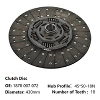Disco de Embrague para Camión de Servicio Pesado 1878007072 0192503003 A0192503003 430mm 18T, Plato de Embrague Compatible con Mercedes-Benz Actros MP2 MP3 Axor