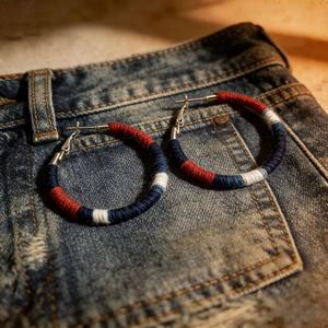 Pendientes de Aro Hechos a Mano con Hilo de Algodón Encerado 2026, Patrón Geométrico, Estilo Bohemia, Joyería de Moda para Mujer - Product Image 1