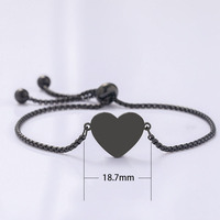 Bracelet Cœur Personnalisé Gravé en Gros, Bracelet en Acier Inoxydable Plaqué Sous Vide, Chaîne en Forme de Cœur pour Couples