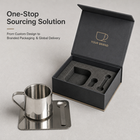 Ensemble de tasses à espresso en acier inoxydable 170 ml avec logo personnalisé, contrôle qualité manuel à 100 %, tasse à café à double paroi, service complet en usine
