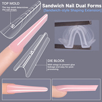 Formes à ongles doubles transparentes en amande, 240 pièces, 15 tailles, moule divisé pour extension d'ongles, outil professionnel pour salon de manucure