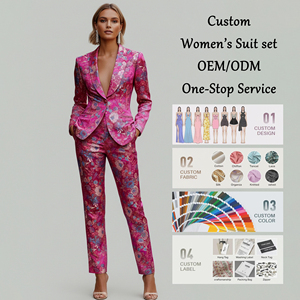 <span class=keywords><strong>Conjunto</strong></span> de Traje de Blazer con Jacquard Floral Personalizado para <span class=keywords><strong>Mujer</strong></span>, Atuendo para Invitadas de Boda - Product Image 1