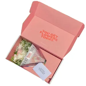 Grosir Kustom Bunga Mawar Kotak Hadiah Bergelombang Transparan Kotak Karton Bunga Kotak Pengiriman