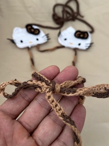 2024 beachwear thời trang dễ thương tắm phù hợp với màu đỏ rô dưới Crochet màu hồng đan chuỗi Bikini Bộ đồ bơi - Product Image 5