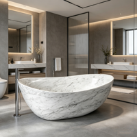 Baignoire en marbre de Dolomite de Carrare personnalisée, moderne, polie, écologique, durable, pour salle de bain, chambre, intérieur, maison, villa, vente en gros