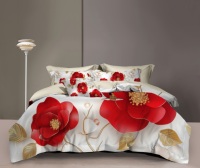 Ensemble de draps de lit à impression numérique 5D Panel Rose Design avec tissu en polyester