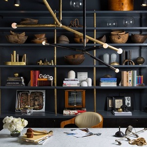 Mỹ mới tối giản màu đen biệt thự phòng khách Đồng đèn chùm hiện đại Nhà hàng thanh Retro Dài Bảng trang trí đèn - Product Image 2