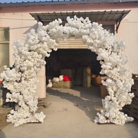 EG-T02 Nouveauté Arbre à fleurs de cerisier artificiel en soie blanc et rose, arche de fleurs de cerisier pour décoration de mariage en extérieur et en intérieur