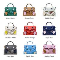 Sac à main personnalisé OEM en cuir véritable motif dessin animé pour femme, 3-en-1, porté épaule, bandoulière, fourre-tout, 9 couleurs, vente en gros usine