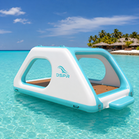 Bateau gonflable catamaran avec cabine de repos et bar flottant pour location en lac ou parc aquatique
